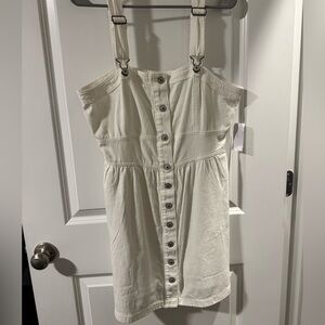 American Eagle Outfitters Off-White Button-Front Mini Dress